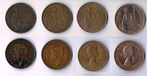 4 X UK 1 pennies (1927,1939,1967,1967)  *As per Scan*