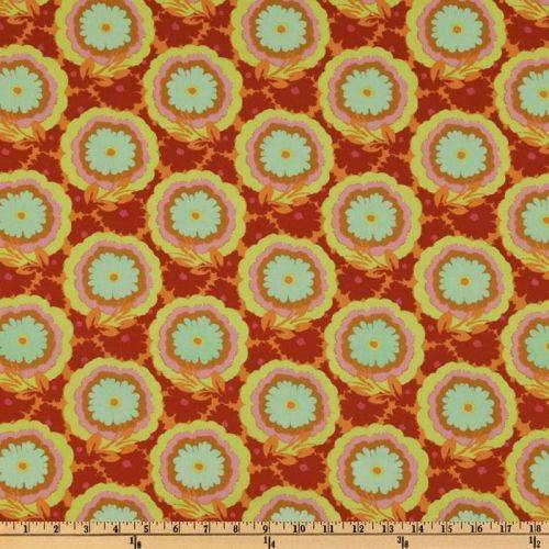 Amy Butler Soul Blossoms Quilting Fabric (Buttercups in rust) 0.5 yard - Rare OOP