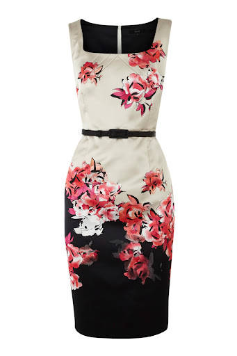 NEW COLLECTION belted BLACK WHITE FLOWER PENCIL formal evening cocktail  dress size S M L!!!!