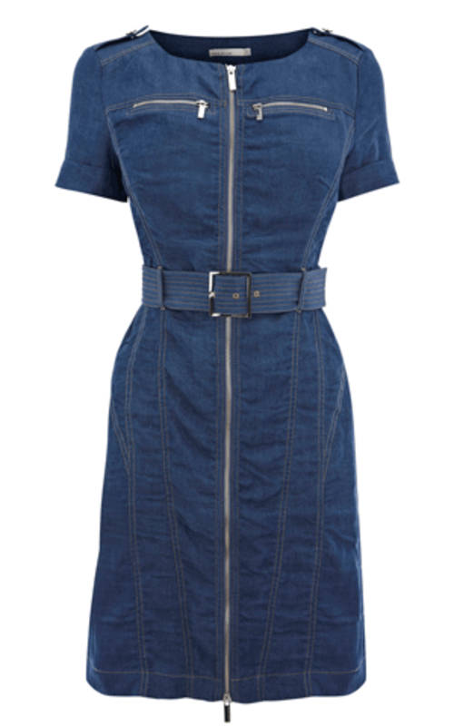 NEW COLLECTION soft DENIM jean front zip belted  dress size S M L!!!!