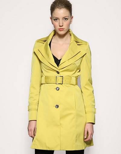 Karen Millen design trench coat yellow / black size S M L FREE SHIPPING!!!!