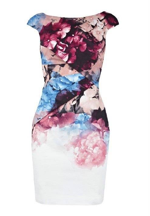 Karen Millen design evening NEW COLLECTION  pencil floral white cocktail party dress  size S M L