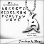 Men's Initial on Chain & Free Name Engraving, solid stainless steel