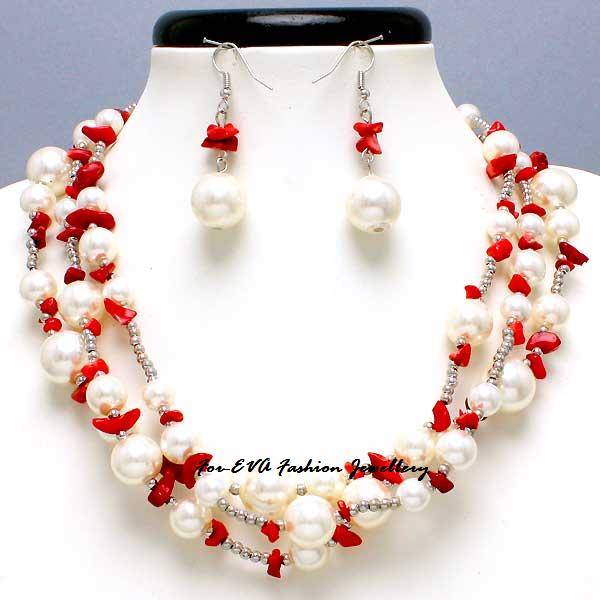 LOW R1,00 start - BEAUTIFUL RED CORAL & PEARL NECKLACE