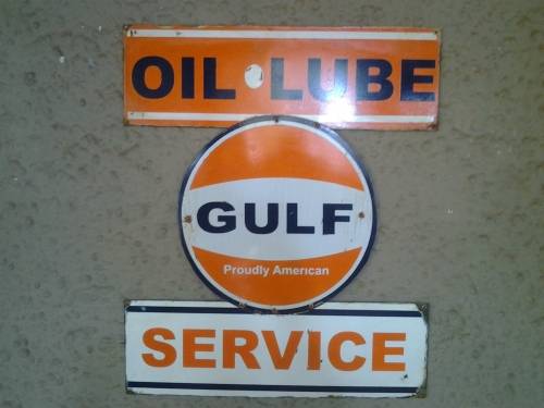 gulf oil lube service metal sign