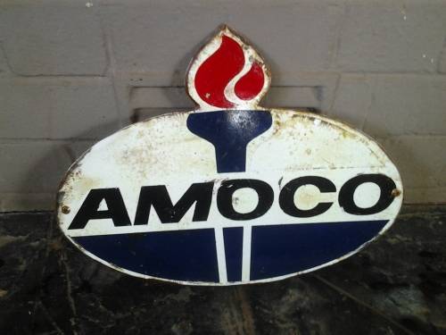 amoco metal painted vintage look sign