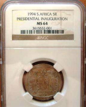 1994 Presidential Inauguration R5 Coin - NGC MS64