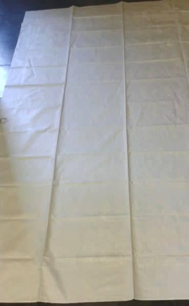 White vintage Irish linen and cotton Damask tablecloth and twelve large dinner napkins