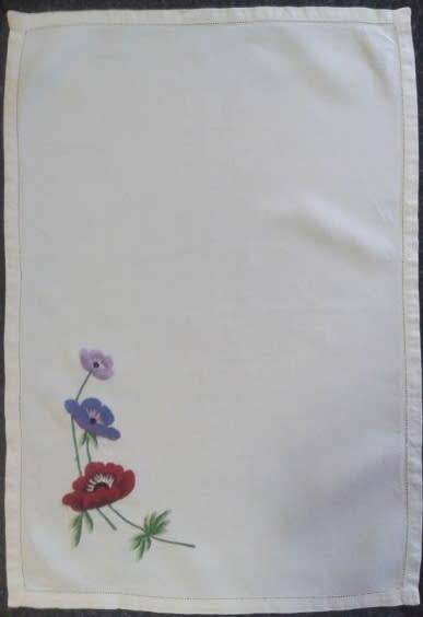 Lovely vintage linen embroidered tray cloth