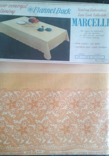 Vintage vinyl tablecloth flannel back mustard colour