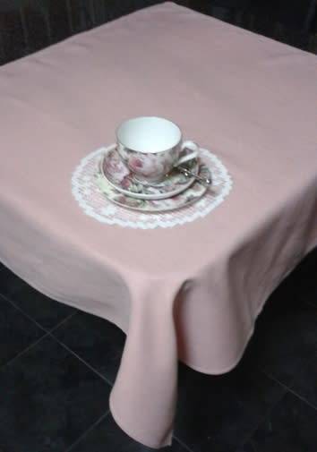 Small pink vintage linen tablecloth / centre piece