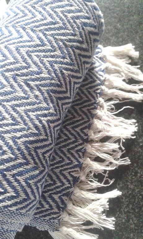 Dark blue cotton throw / blanket 127cm x 152cm