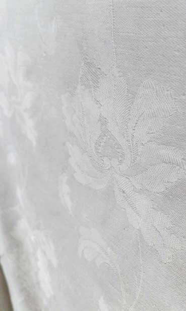 White vintage cotton Damask tablecloth