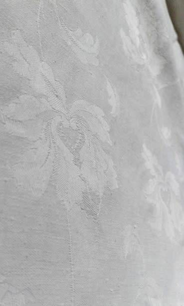 White vintage cotton Damask tablecloth