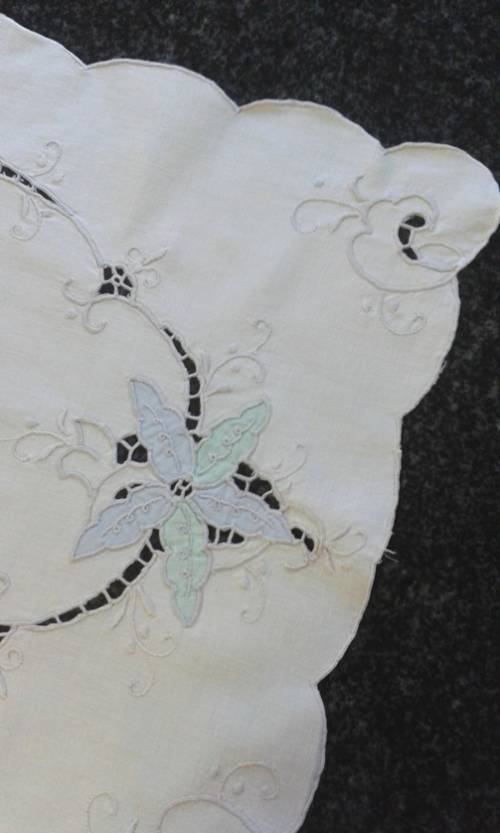 Vintage cotton tray cloth soft colours