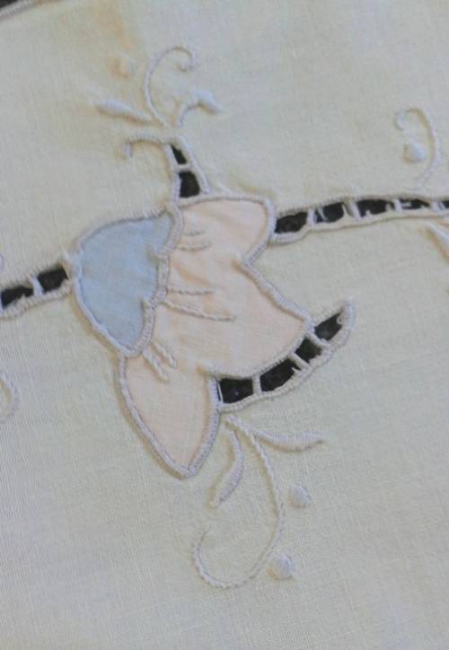 Vintage cotton tray cloth soft colours