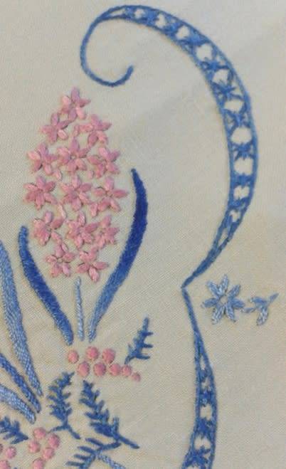 Embroidered linen tray cloth pretty edge
