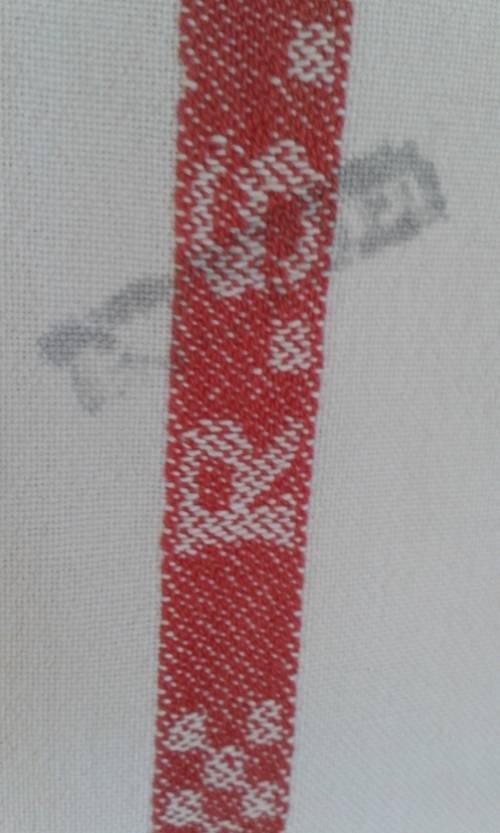 Two vintage linen kitchen glass cloths red stripes