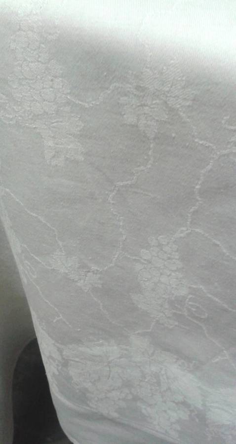 Vintage white cotton Damask tablecloth
