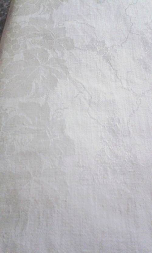 Vintage white cotton Damask tablecloth