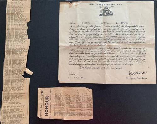 WW2 : L/CPL G MILLER (SET OF 4 ) NO 243223 WITH AN 8 CLASP
