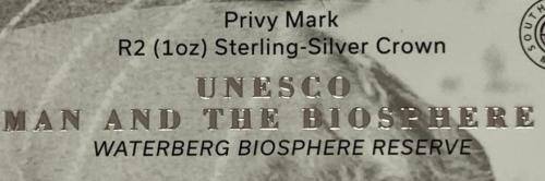 2018 R2 1 OZ SILVER  CROWN - Waterberg Biosphere coin
