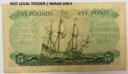 S.A. 5 Pound, C52 (Date & Language change) Signed Gov. M.H. De Kock No: C52/019015