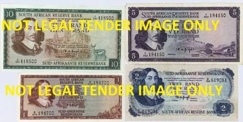 Gov. T.W. De Jong, set of 3rd Issue Notes, R1, R2, R5, R10.