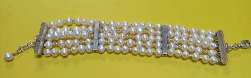 SET OF PEARL BRACELET & NECKLACE WITH 9CT GOLD AND REAL SILVER