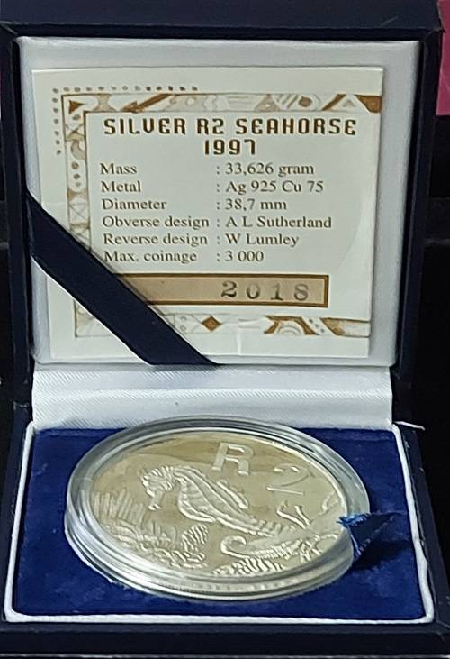 1 X 1997 SILVER R2 SEAHORSE COIN WITH CERTIFICATE 2018