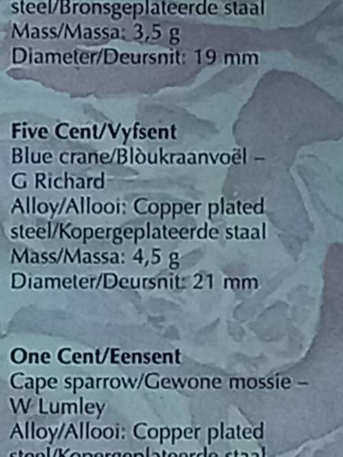 1995 Fish Eagle South African brilliant uncirculated coin set