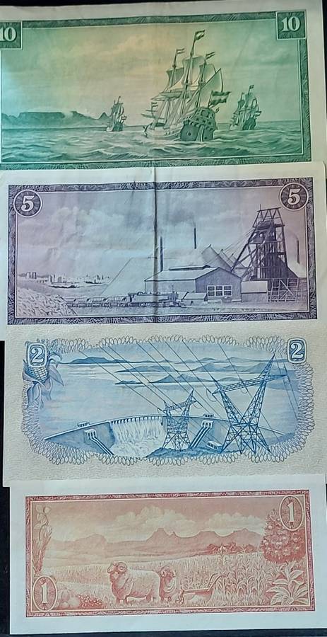 SET OF 4 BANK NOTES ( R1 , R2 , R5 & R10 )