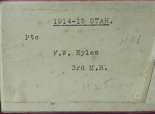 WW1 MEDAL SET FOR F.W.EYLES 3RD M.R