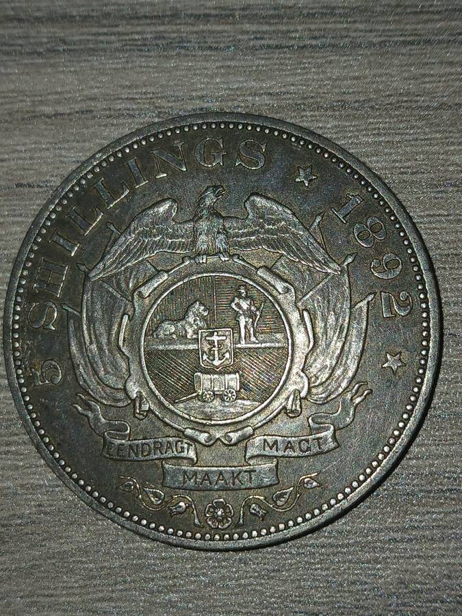 1 X 1892 SOUTH AFRICAN SINGLE SHAFT 5 SHILLING