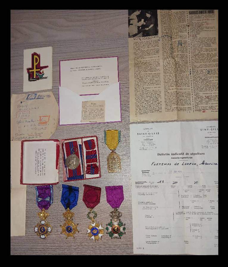 6 X BEAUTIFUL BELGIUM ROYAL ORDER OF LEOPOLD AND OTHER MEDALS WITH PERSONAL ITEMS