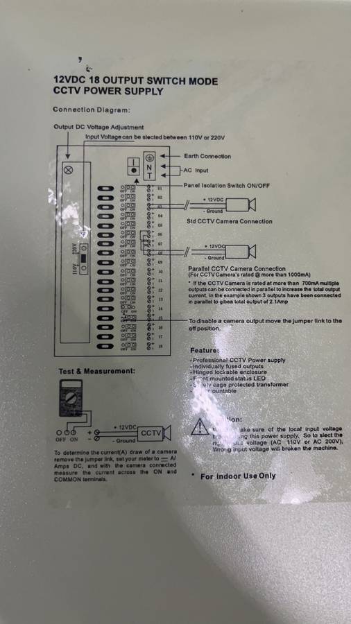 12v 30A 18CH CCTV Power supply