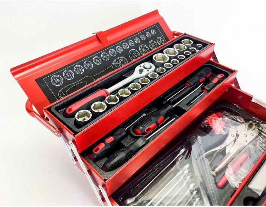 AIYI - 95 Piece Mechanic Tool Box / Tool Assortment - 5 Tray Tool Box Set