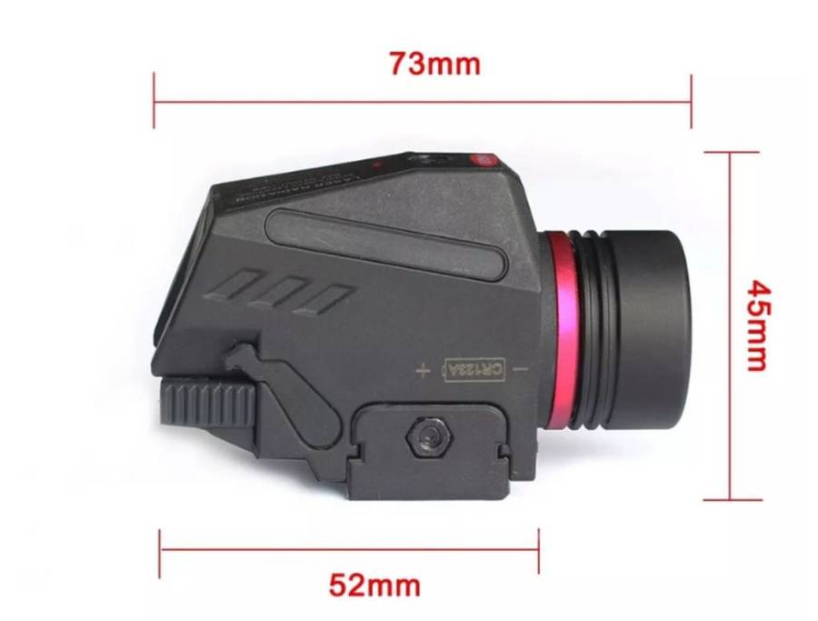 Tactical LED Flashlight Red Laser for 20MM Rail Mini Glock Pistol