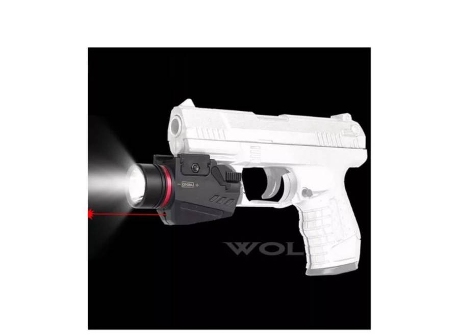 Tactical LED Flashlight Red Laser for 20MM Rail Mini Glock Pistol