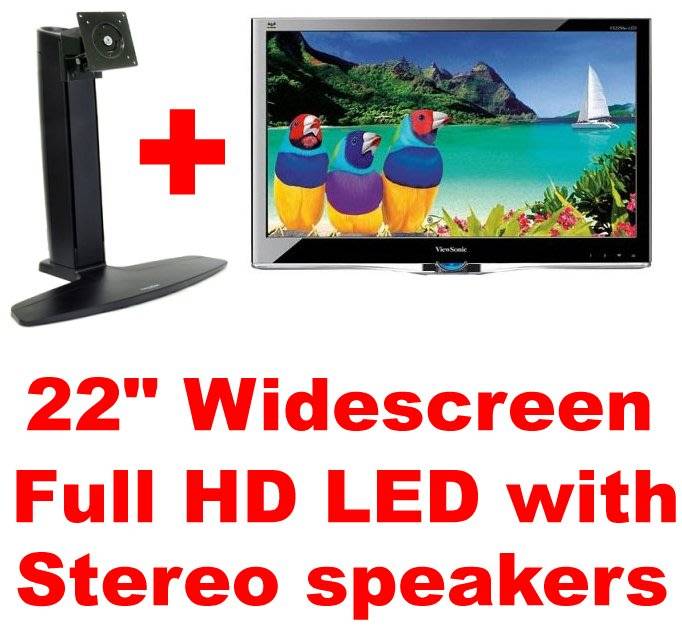 22" Widescreen Full HD LED with Integrated Stereo Speakers & Ergotron Monitor stand