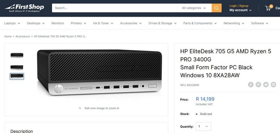 *SUPERFAST* HP ELITEDESK Ryzen 5 Pro, 512Gb SSD (Retail R14 200)