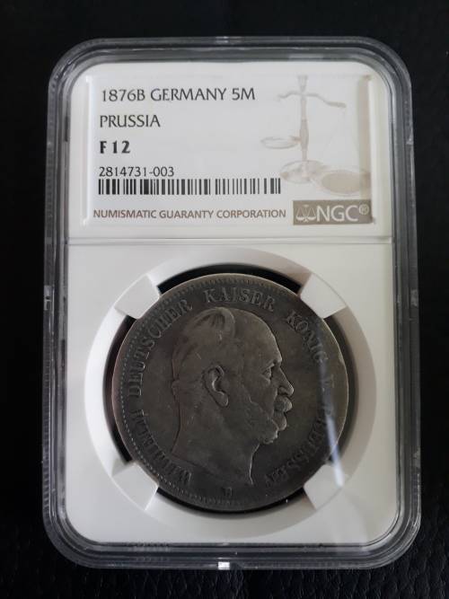 1876 Germany Silver 5 Mark F12