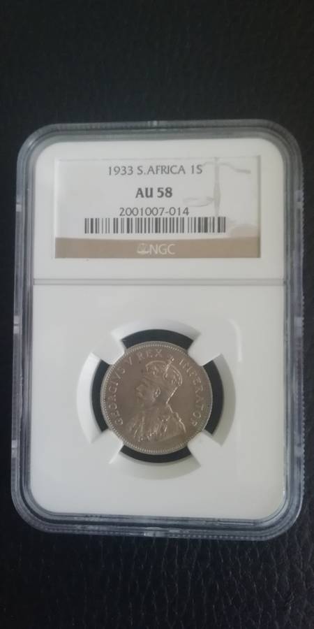 1933 Silver 1 Shilling NGC AU 58