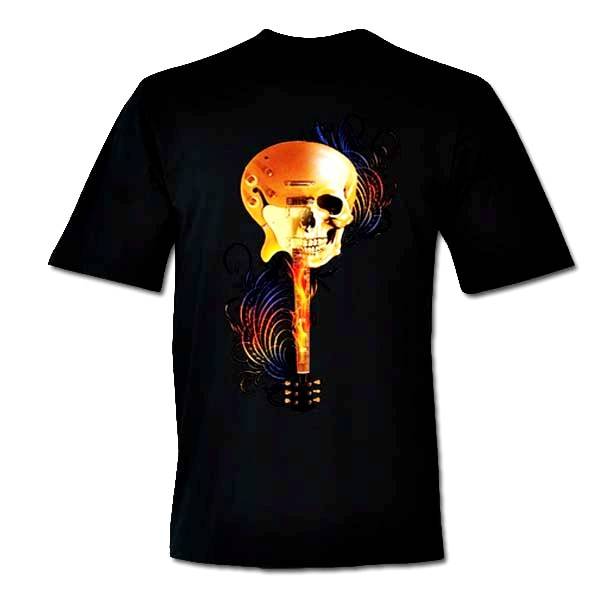 Rokitfly Brand / Guitar skull mens t-shirt,long sleeve T or Hoodie (FREE SHIPPING)