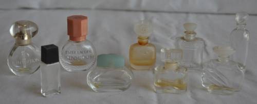 Lot of 9 miniature perfume bottles
