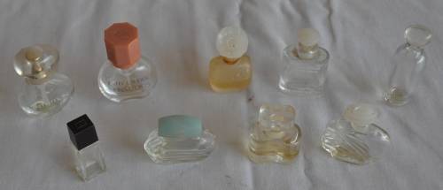 Lot of 9 miniature perfume bottles