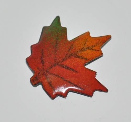 Vintage Enamel Over Copper Maple Leaf Brooch Pin by Canadian Designer a Gagnon c1960