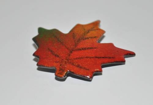 Vintage Enamel Over Copper Maple Leaf Brooch Pin by Canadian Designer a Gagnon c1960