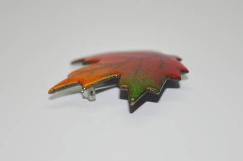 Vintage Enamel Over Copper Maple Leaf Brooch Pin by Canadian Designer a Gagnon c1960