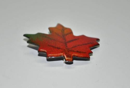 Vintage Enamel Over Copper Maple Leaf Brooch Pin by Canadian Designer a Gagnon c1960